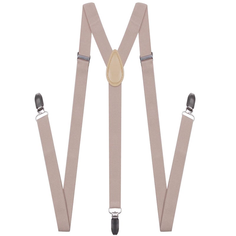 GUCHOL Suspenders for Mens with Strong Metal Clips Adjustable Elastic Y Style Leather Heavy Pants Suspender for Wedding&Party (Beige) - Image 2